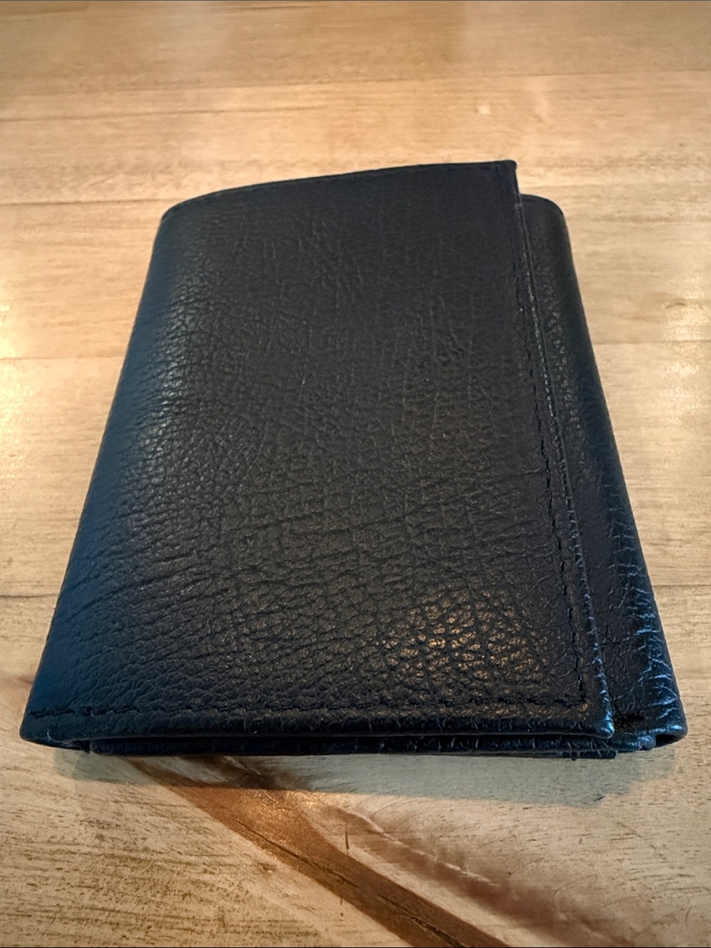 Classic Black Leather Bi-Fold Wallet - 3.5”x4.25”. New!